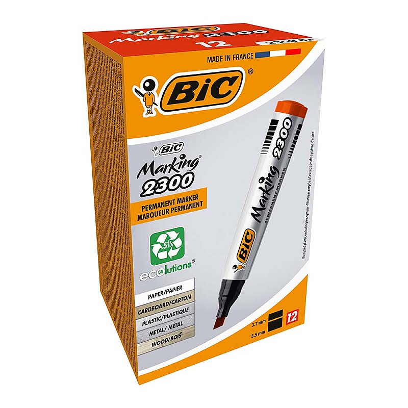 BİC 2300 PERMANENT MARKÖR KOLİ KALEMİ KESİK UÇ KIRMIZI (8209243)
