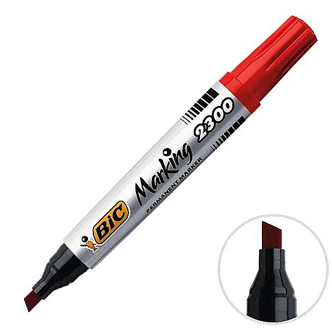BİC 2300 PERMANENT MARKÖR KOLİ KALEMİ KESİK UÇ KIRMIZI (8209243) - 1