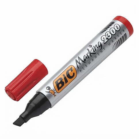 BİC 2300 PERMANENT MARKÖR KOLİ KALEMİ KESİK UÇ KIRMIZI (8209243) - 1