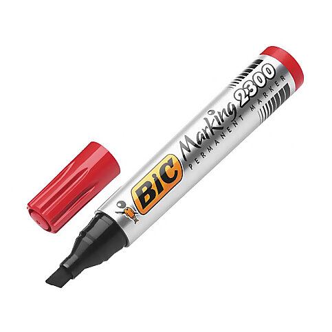 BİC 2300 PERMANENT MARKÖR KOLİ KALEMİ KESİK UÇ KIRMIZI (8209243) - 2