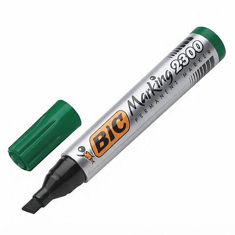 BİC 2300 PERMANENT MARKÖR KOLİ KALEMİ KESİK UÇ YEŞİL - 1