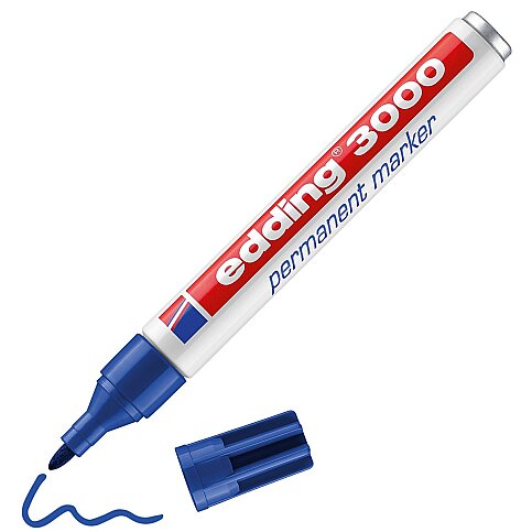 EDDİNG 3000 PERMANENT MARKÖR YUVARLAK UÇ MAVİ - 1