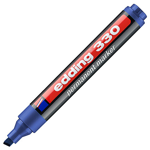 EDDİNG 330 PERMANENT MARKÖR KOLİ KALEMİ KESİK UÇ MAVİ - 1