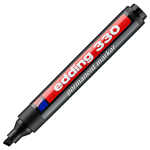 EDDİNG 330 PERMANENT MARKÖR KOLİ KALEMİ KESİK UÇ SİYAH - 1