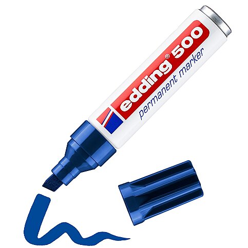 EDDİNG 500 PERMANENT MARKÖR KESİK UÇ MAVİ - 1