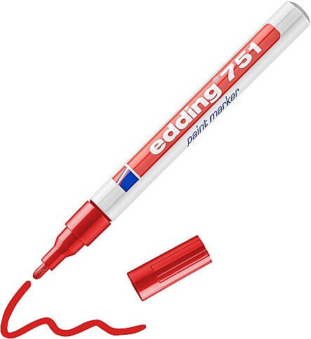 EDDİNG 751 HOBİ SANAT KALEMİ KIRMIZI (TAM ÖRTÜCÜ MARKÖR) - 1