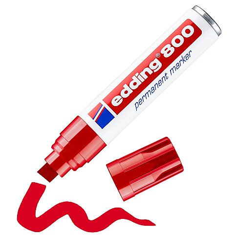 EDDİNG 800 PERMANENT MARKÖR KESİK UÇ KIRMIZI - 1