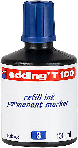EDDİNG T100 PERMANENT MARKÖR MÜREKKEBİ MAVİ 100ml - 1