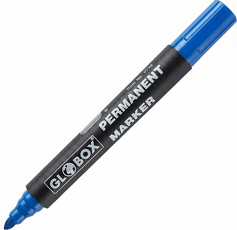 GLOBOX 6770 PERMANENT MARKÖR KOLİ KALEMİ YUVARLAK UÇ MAVİ - 1
