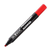 GLOBOX 6921 PERMANENT MARKÖR KOLİ KALEMİ KESİK UÇ KIRMIZI - GLOBOX