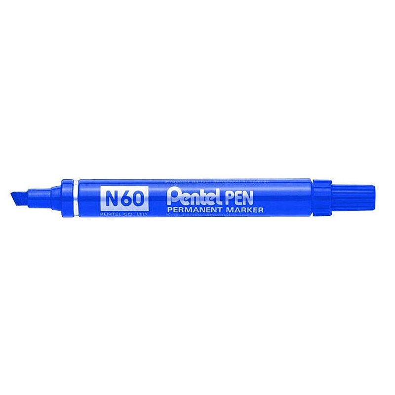 PENTEL N60 PERMANENT MARKÖR KOLİ KALEMİ KESİK UÇ MAVİ