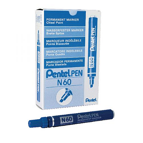 PENTEL N60 PERMANENT MARKÖR KOLİ KALEMİ KESİK UÇ MAVİ 12Lİ