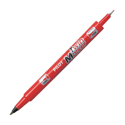 Pilot Twin Çift Uçlu Permanent Markör Kırmızı (51001912)(Sca-Tm-R-Bg) - 1