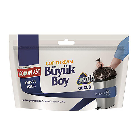 KOROPLAST EXTRA GÜÇLÜ BÜYÜK BOY ÇÖP TORBASI 65x80cm SİYAH - 1