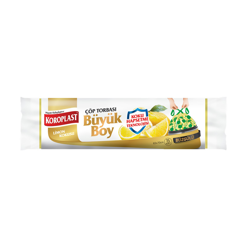 KOROPLAST BÜZGÜLÜ LİMONLU-LAVANTALI BÜYÜK BOY ÇÖP TORBASI 65x70cm
