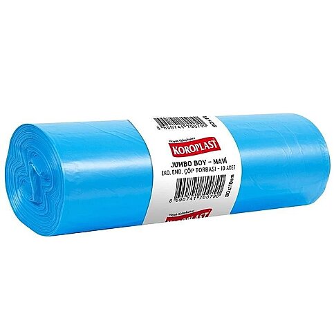 KOROPLAST EKO ENDÜSTRİYEL JUMBO BOY ÇÖP TORBASI 80x110cm MAVİ 10LU - 1