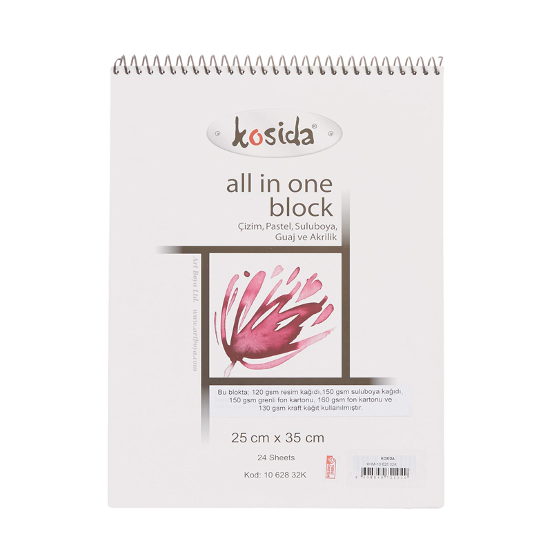 KOSİDA RESİM BLOĞU ALL İN ONE 25x35 24 YAPRAK 190-160-150-130gr (1032K)