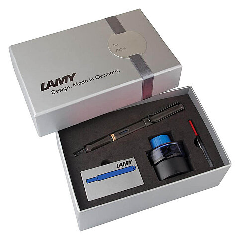 LAMY 17DS-M SAFARİ DOLMA KALEM SETİ M UÇ MAT SİYAH - 1