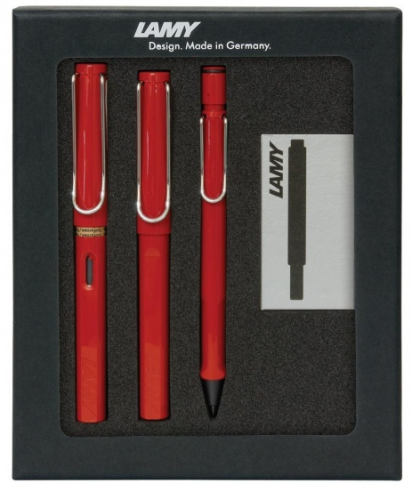 LAMY 3K SAFARİ DOLMA KALEM+ROLLER KALEM+VERSATİL KALEM SETİ KIRMIZI - 1