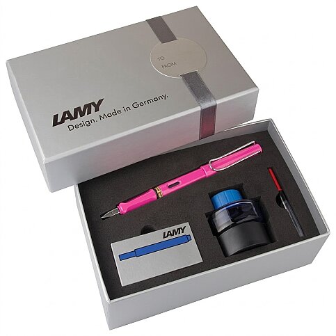 LAMY 13PDS-M SAFARİ DOLMA KALEM SETİ M UÇ PEMBE - 1