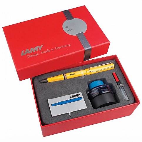 LAMY 18DS-M SAFARİ DOLMA KALEM SETİ M UÇ PARLAK SARI - 1