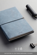 Laton Kaksi A5 Tarihsiz Planlayıcı Termo Deri Yumuşak Kapak Defter 14X21Cm 2X96 Yaprak Mavi Siyah - 5