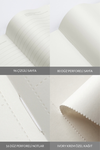 Laton Kaksi A5 Tarihsiz Planlayıcı Termo Deri Yumuşak Kapak Defter 14X21Cm 2X96 Yaprak Mavi Siyah - 6