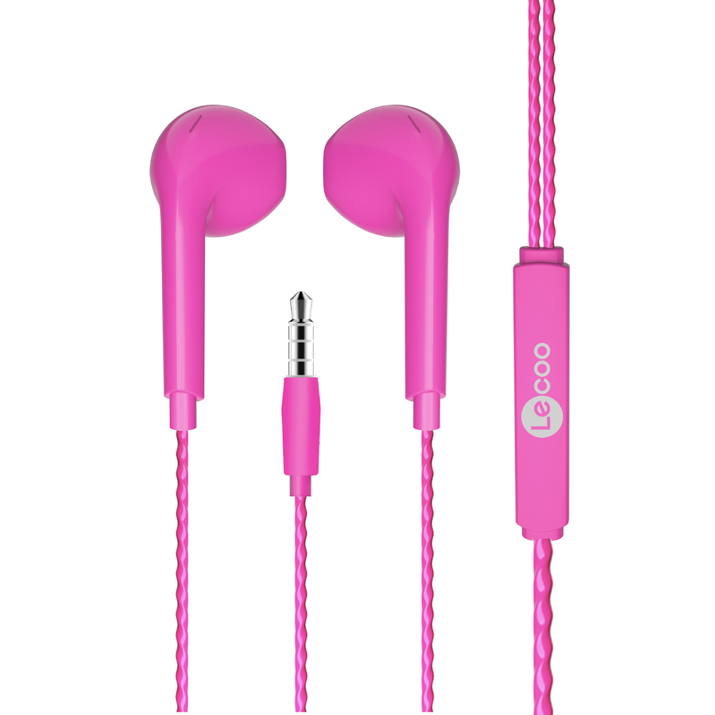 LECOO EH104PR KABLOLU KULAK İÇİ MİKFORONLU KULAKLIK 3.5mm JACK PEMBE