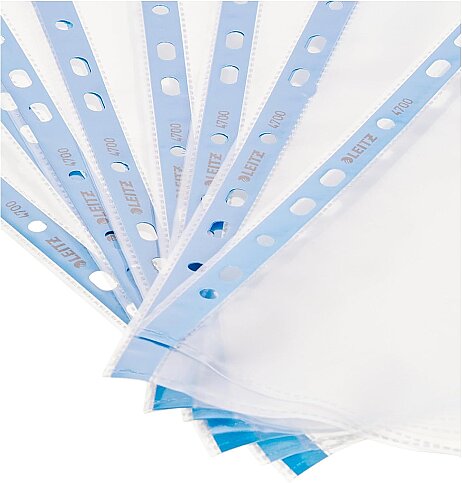 LEİTZ 4700 DELİKLİ POŞET DOSYA A4 MAVİ ŞERİTLİ 100LÜ - 3