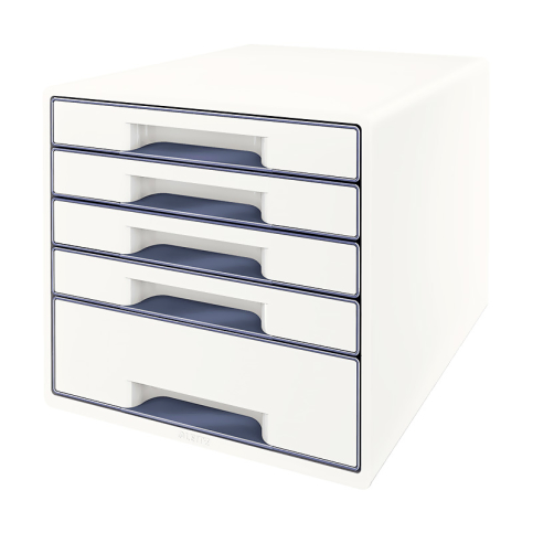 Leitz 5214 Wow 5 Çekmeceli Evrak Rafı Metalik Gri-Beyaz - 1