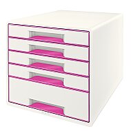 LEİTZ 5214 WOW 5 ÇEKMECELİ EVRAK RAFI METALİK PEMBE-BEYAZ - LEİTZ