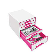 LEİTZ 5214 WOW 5 ÇEKMECELİ EVRAK RAFI METALİK PEMBE-BEYAZ - 2