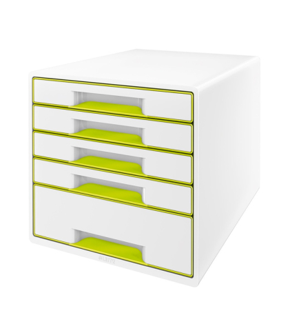 Leitz 5214 Wow 5 Çekmeceli Evrak Rafı Metalik Yeşil-Beyaz - 1