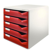 Leitz 5280 5 Çekmeceli Evrak Rafı Kırmızı - 1