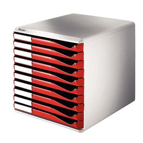 Leitz 5281 10 Çekmeceli Evrak Rafı Kırmızı - 4
