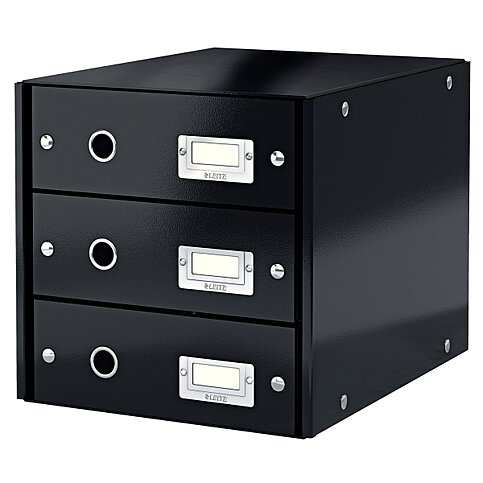 LEİTZ 6048 WOW C&S 3 ÇEKMECELİ EVRAK RAFI METALİK SİYAH - 1