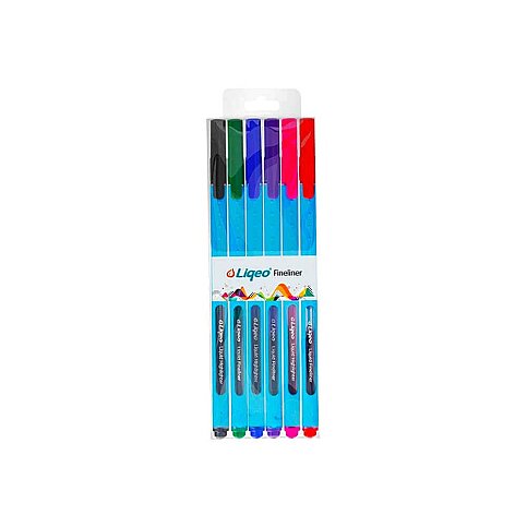 LİQEO F-8027 LİKİT FİNELİNER KEÇE UÇLU KALEM 0.4mm 6 RENK BLİSTER - 1