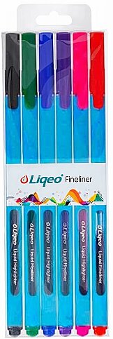 LİQEO F-8027 LİKİT FİNELİNER KEÇE UÇLU KALEM 0.4mm 6 RENK BLİSTER - 1