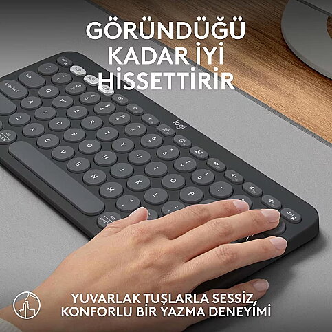 LOGİTECH K380S KABLOSUZ KLAVYE PEBBLE KEYS SİYAH(920-011859) - 2