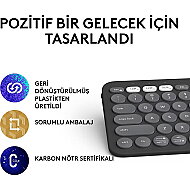 LOGİTECH K380S KABLOSUZ KLAVYE PEBBLE KEYS SİYAH(920-011859) - 3