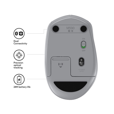 Logitech M590 Multi-Device Silinebilir Kablosuz Mouse Gri (910-005198) - 3