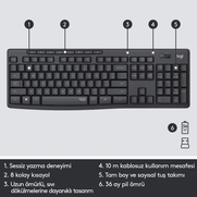 Logitech Mk295 Kablosuz Klavye Mouse Tr Usb Siyah (920-009804) - 2