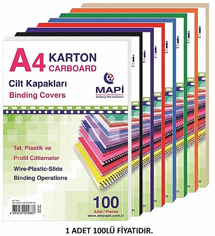 MAPİ KARTON CİLT KAPAĞI A4 TURUNCU 100LÜ (2044208) - 1