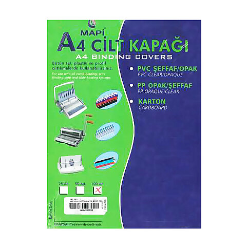 MAPİ KARTON CİLT KAPAĞI A4 YEŞİL 100LÜ (2044205) - 1