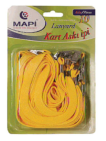 MAPİ METAL KLİPSLİ KART ASKI İPİ SARI 10LU (9103006) - 1
