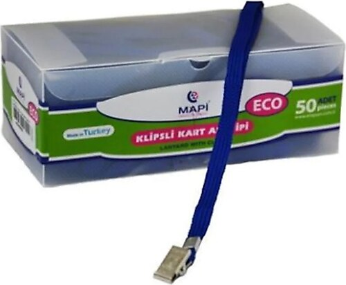 MAPİ METAL KLİPSLİ KART ASKI İPİ MAVİ 50Lİ (9102654)