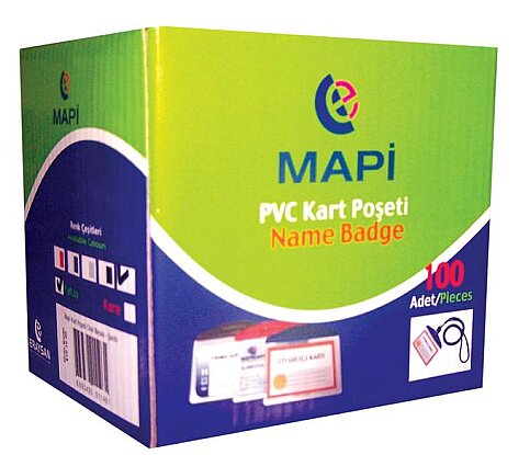 MAPİ OVAL ŞERİTLİ KART POŞETİ KIRMIZI 100LÜ (9101003) - 1