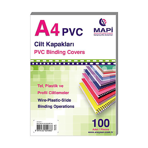MAPİ PVC CİLT KAPAĞI A4 160mic GRİ 100LÜ (2040210) - 1