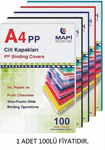 MAPİ PVC CİLT KAPAĞI A4 160mic MAVİ 100LÜ (2040204) - 1
