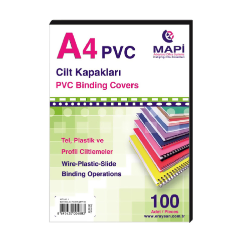 MAPİ PVC CİLT KAPAĞI A4 160mic SİYAH 100LÜ - 1